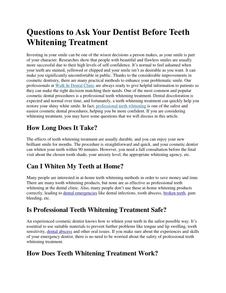 questions to ask your dentist before teeth