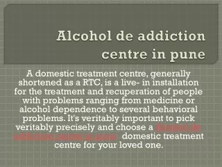Alcohol de addiction centre in pune
