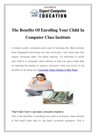 the benefits of enrolling your child in