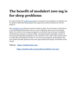 the benefit of modalert 200 mg is for sleep
