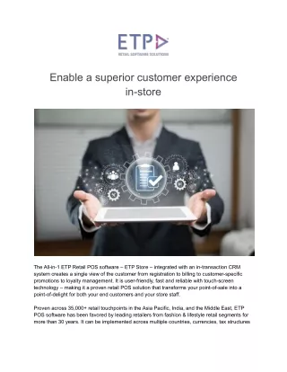 enable a superior customer experience in store