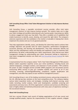 volt consulting group offers total talent