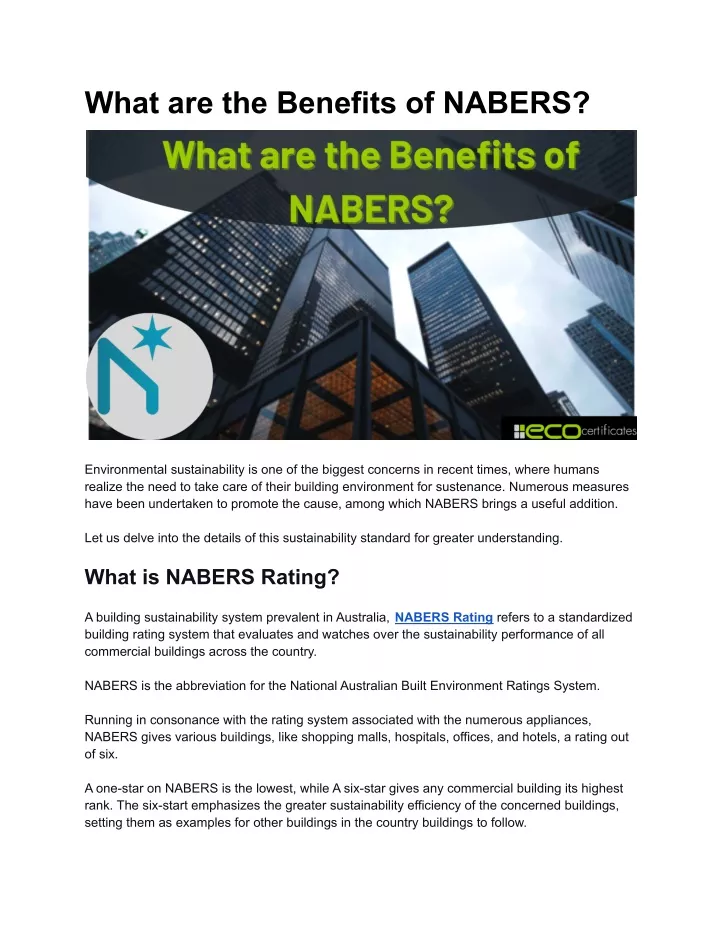 what are the benefits of nabers