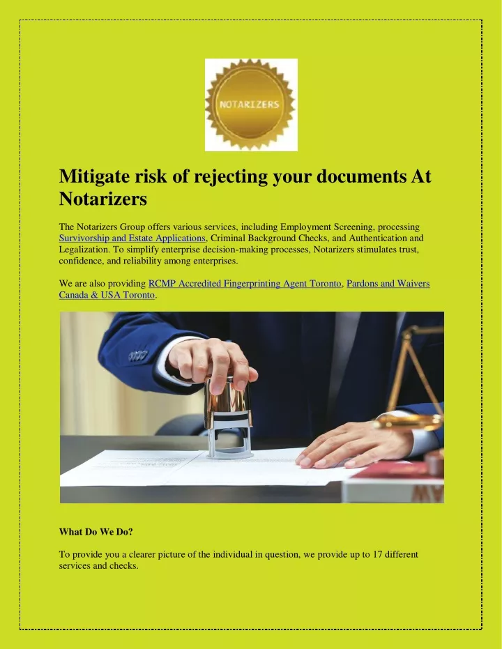 mitigate risk of rejecting your documents