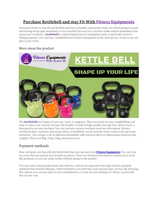 Purchase Kettlebell and stay Fit With