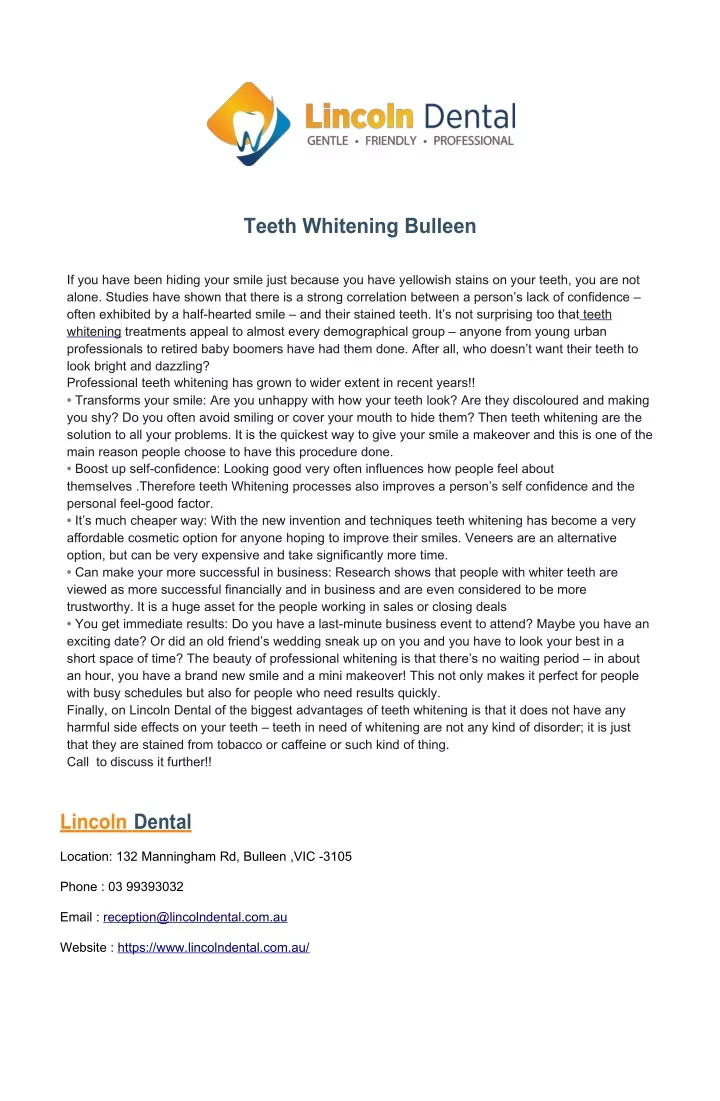 teeth whitening bulleen