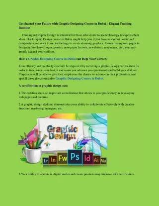 Get Started your Future with Graphic Designing Course in Dubai_ - Elegant Training Institute_organized