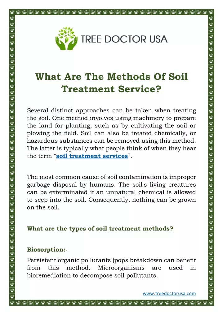 what are the methods of soil treatment service