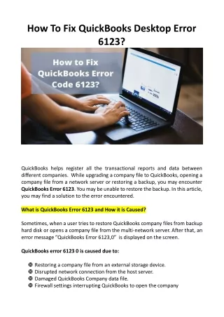 How To Fix QuickBooks Desktop Error 6123
