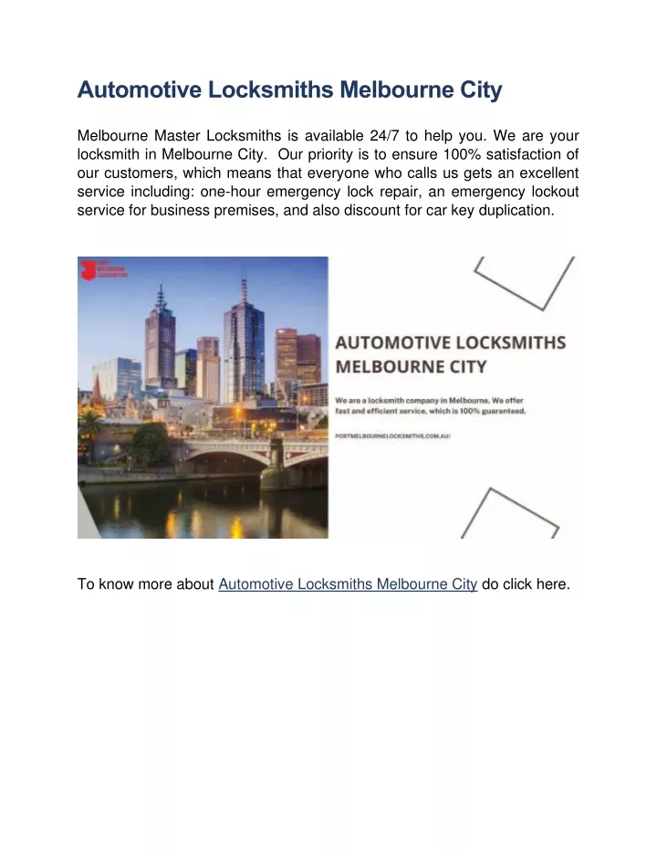 automotive locksmiths melbourne city