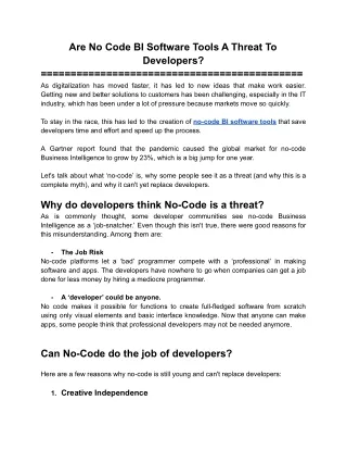 are no code bi software tools a threat