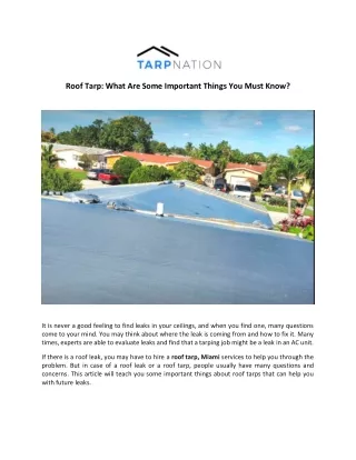 roof tarp what are some important things you must
