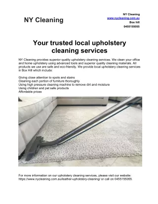 Your trusted local upholstery cleaning services