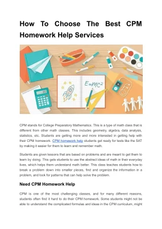 A Comprehensive Guide To Choose CPM Homework Help Services