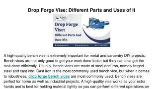 Drop Forge Vise - Different Parts and Uses of It