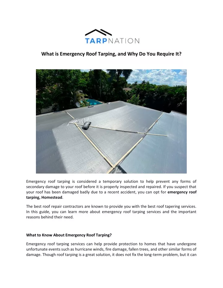 what is emergency roof tarping