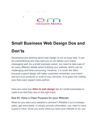 small business web design dos and