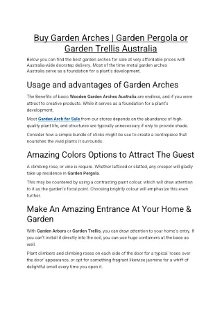 Buy Garden Arches | Garden Pergola or Garden Trellis Australia