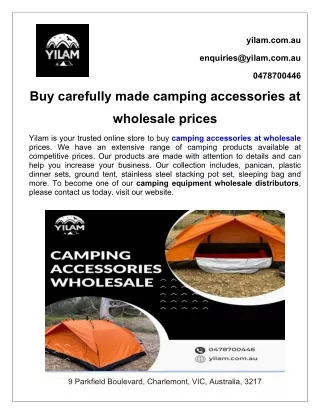 Buy carefully made camping accessories at wholesale prices