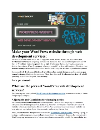 Make your WordPress website through web development services