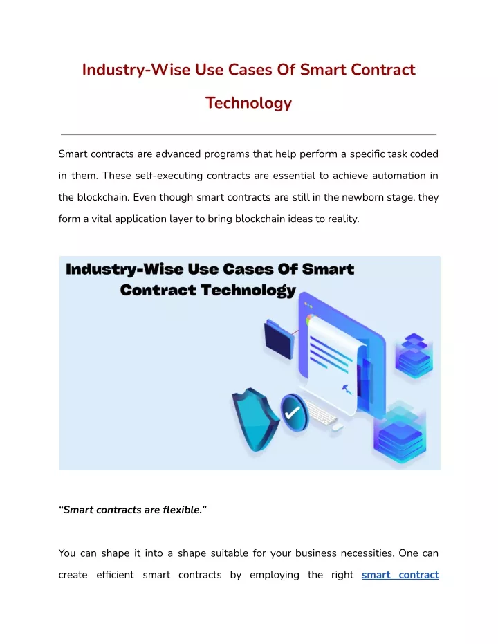 industry wise use cases of smart contract
