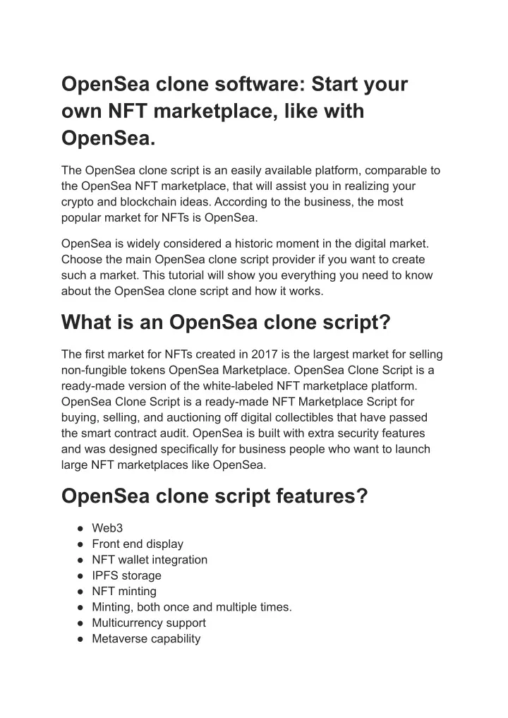 opensea clone software start your