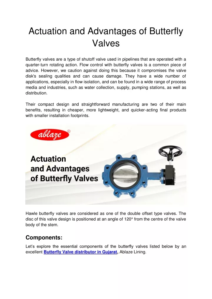 actuation and advantages of butterfly valves