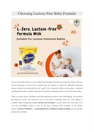 Choosing Lactose-Free Baby Formula