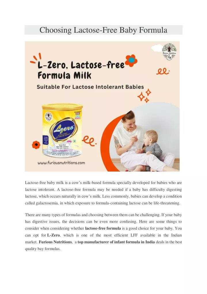 choosing lactose free baby formula