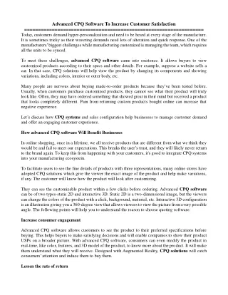advanced cpq software to increase customer
