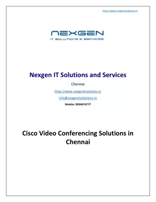 Cisco Video Conferencing Solutions in Chennai