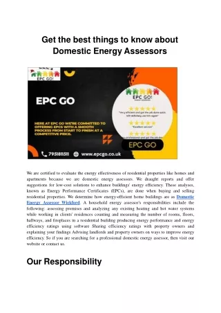 Get the best things to know about Domestic Energy Assessors.ppt