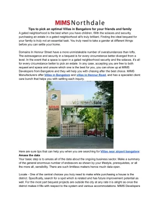 tips to pick an optimal villas in bangalore