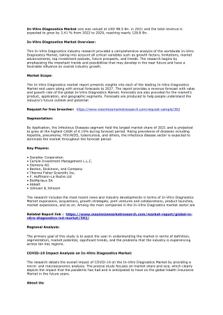 in vitro diagnostics market size was valued