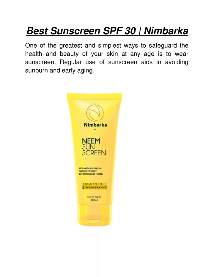 best sunscreen spf 30 nimbarka