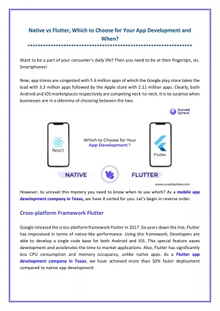 React Native vs Flutter: Which One to Choose For Your App Development?