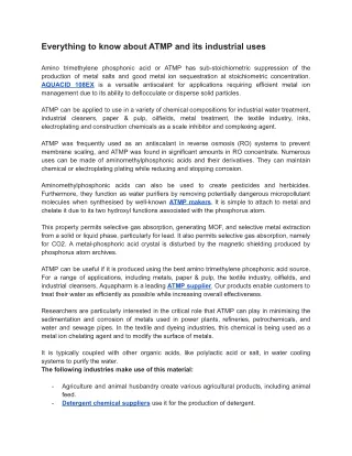 Everything to know about ATMP and its industrial uses