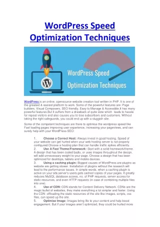 WordPress Speed Optimization Techniques