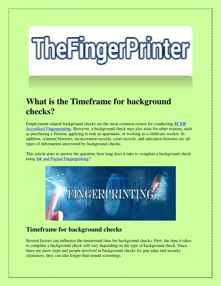 what is the timeframe for background checks