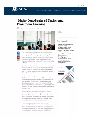 Major Drawbacks of Traditional Classroom Learning