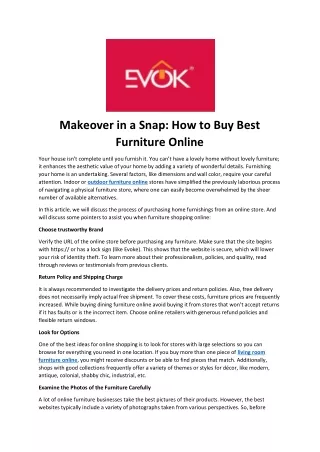 Makeover in a Snap: How to Buy Best Furniture Online