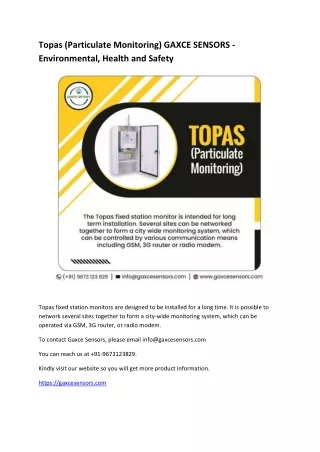 topas particulate monitoring gaxce sensors