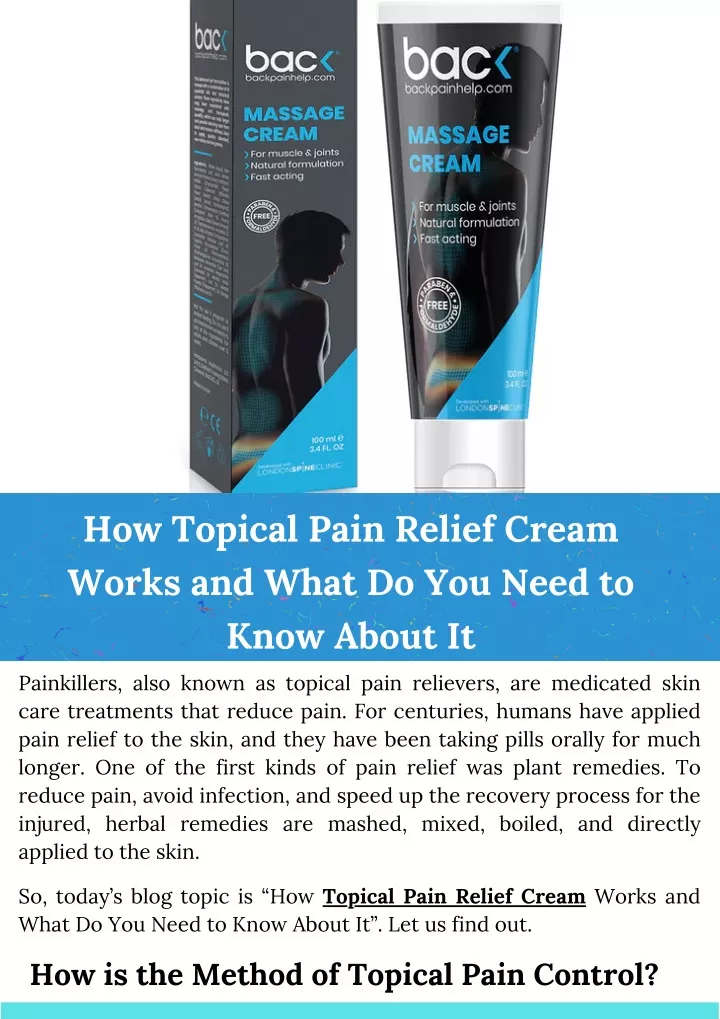 how topical pain relief cream works and what