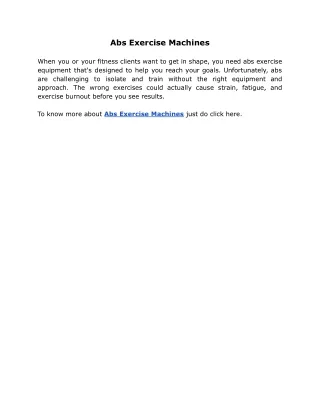 Abs Exercise Machines