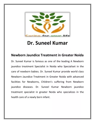 Newborn jaundice treatment in greater Noida | Dr. Suneel Kumar