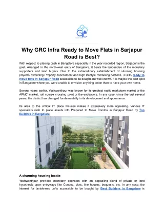 why grc infra ready to move flats in sarjapur