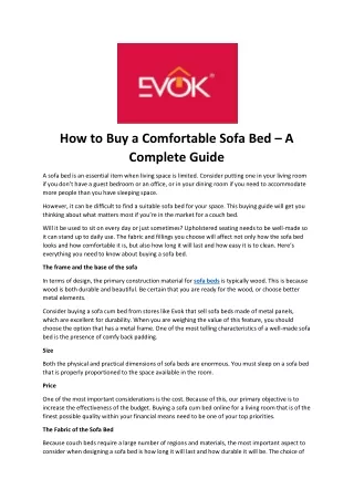 How to Buy a Comfortable Sofa Bed – A Complete Guide