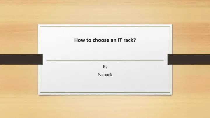 how to choose an it rack