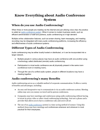 know everything about audio conference system