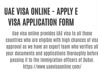 UAE VISA ONLINE - APPLY E VISA APPLICATION FORM